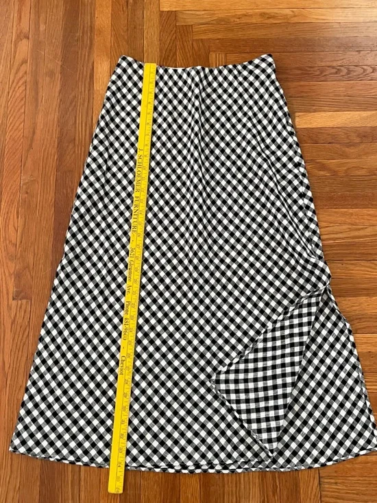 J. Crew Black and White Gingham A-Line Linen Skirt - Picture 3 of 4